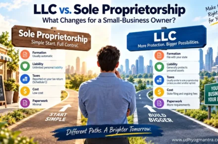 LLC vs. sole proprietorship comparison for U.S. small-business owners.