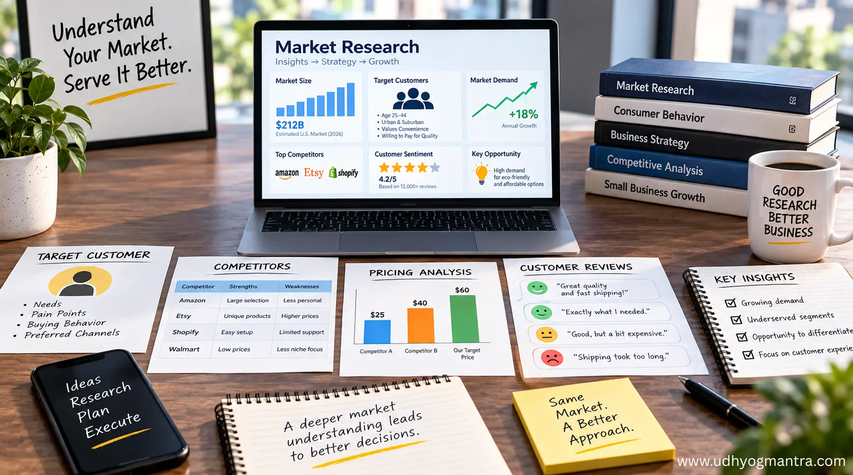 Small business market research and competitor analysis framework.